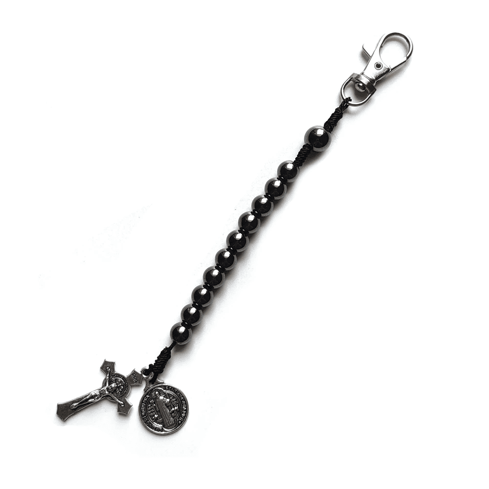 Mini Protective Saint Benedict Hematite Rosary