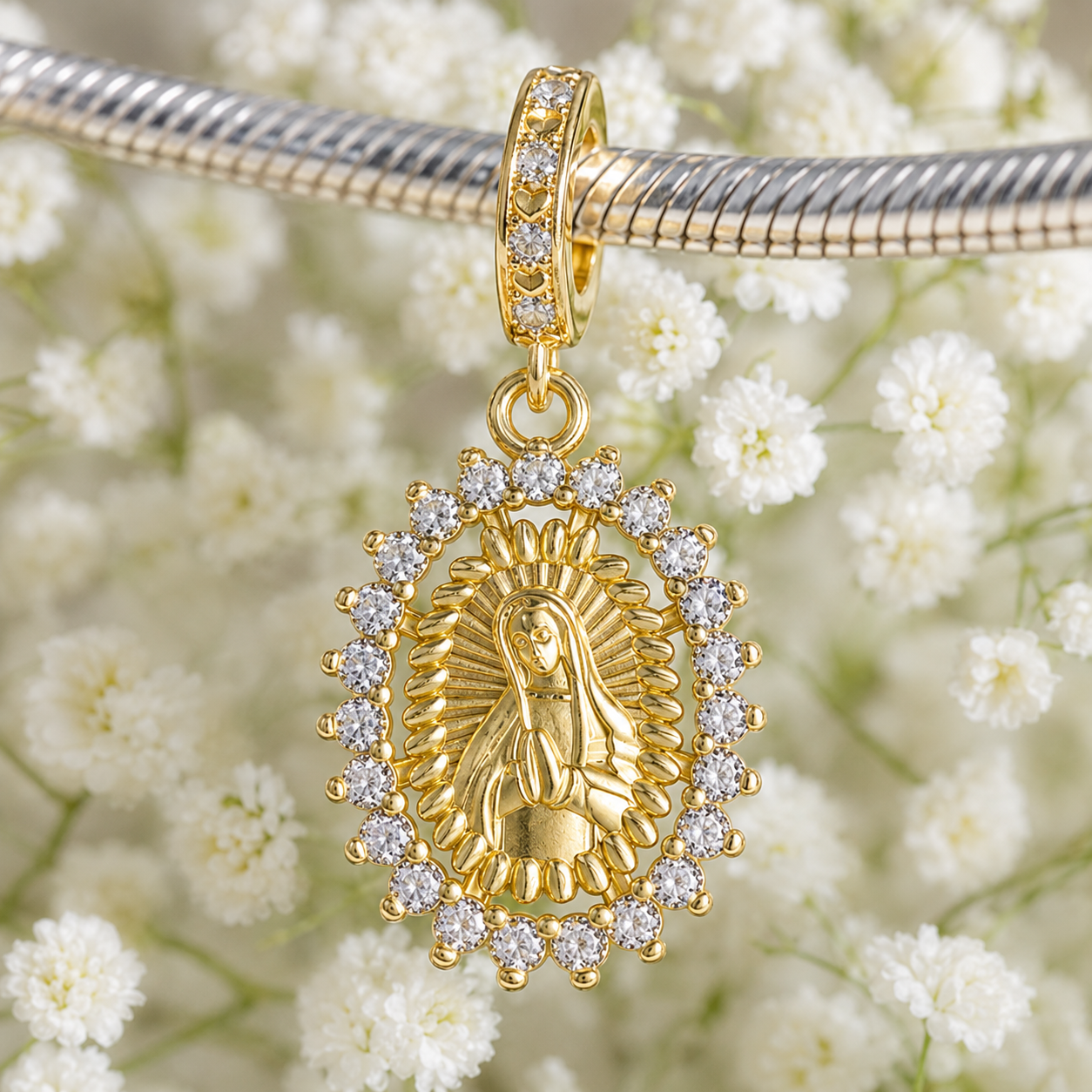 Miracle of Guadalupe Charm 18k Gold Plated