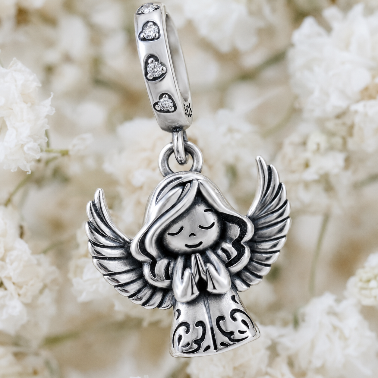 Angel in Prayer Charm 925 Silver