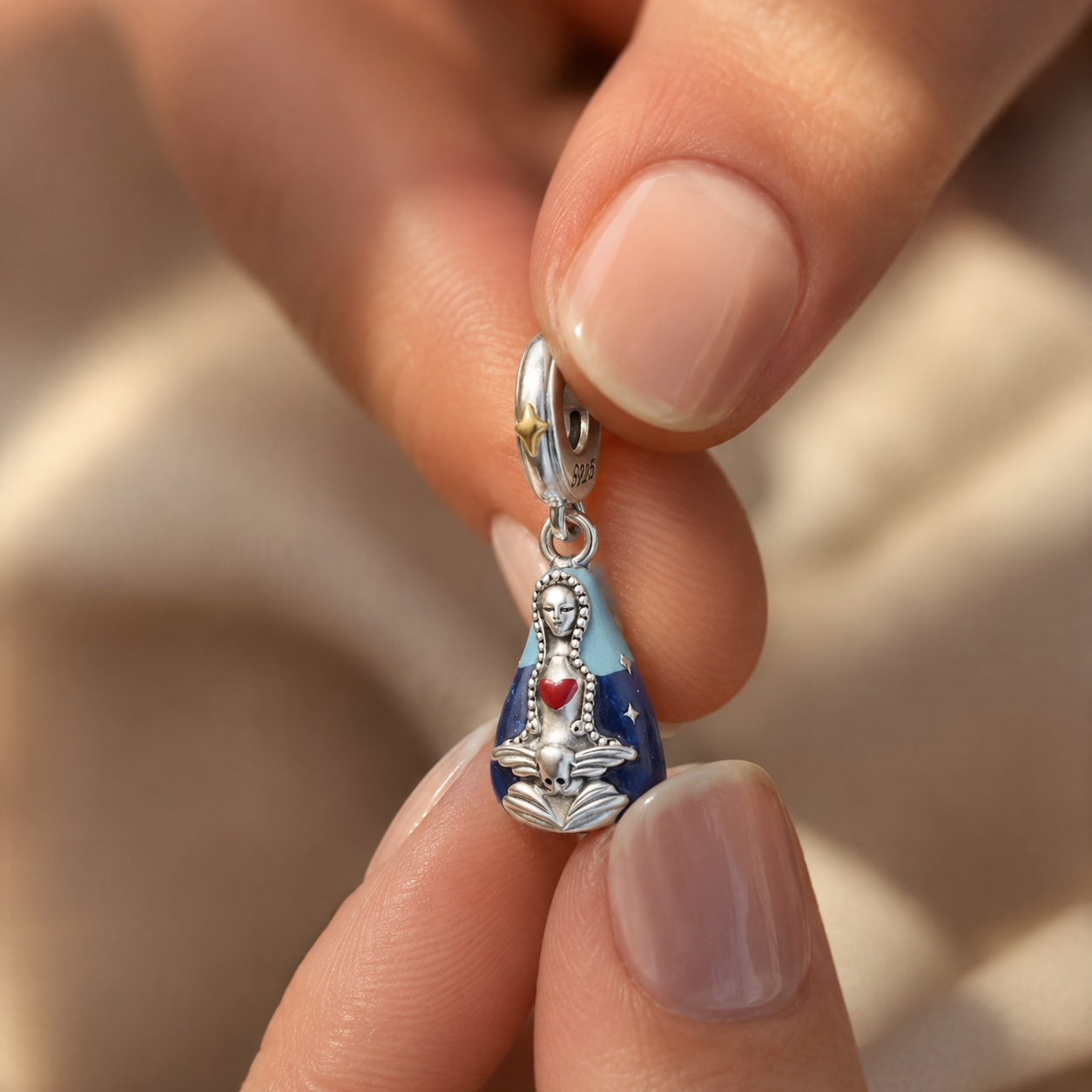 Sacred Mantle of Our Lady Charm — 925 Silver