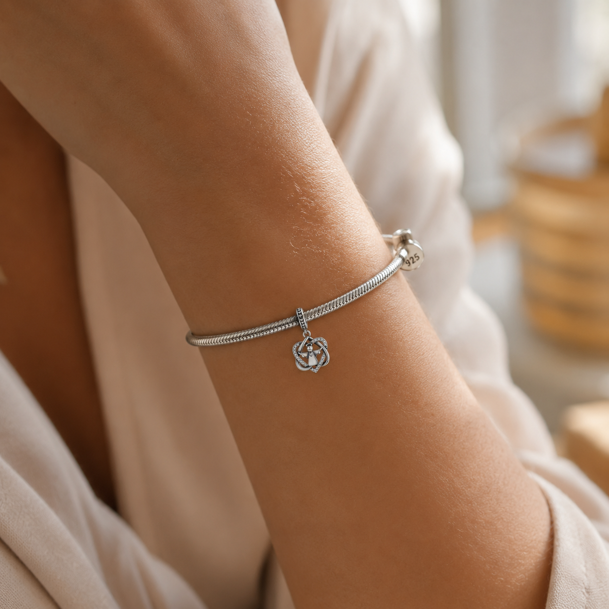 Minimalist Angel Heart Charm 925 Silver