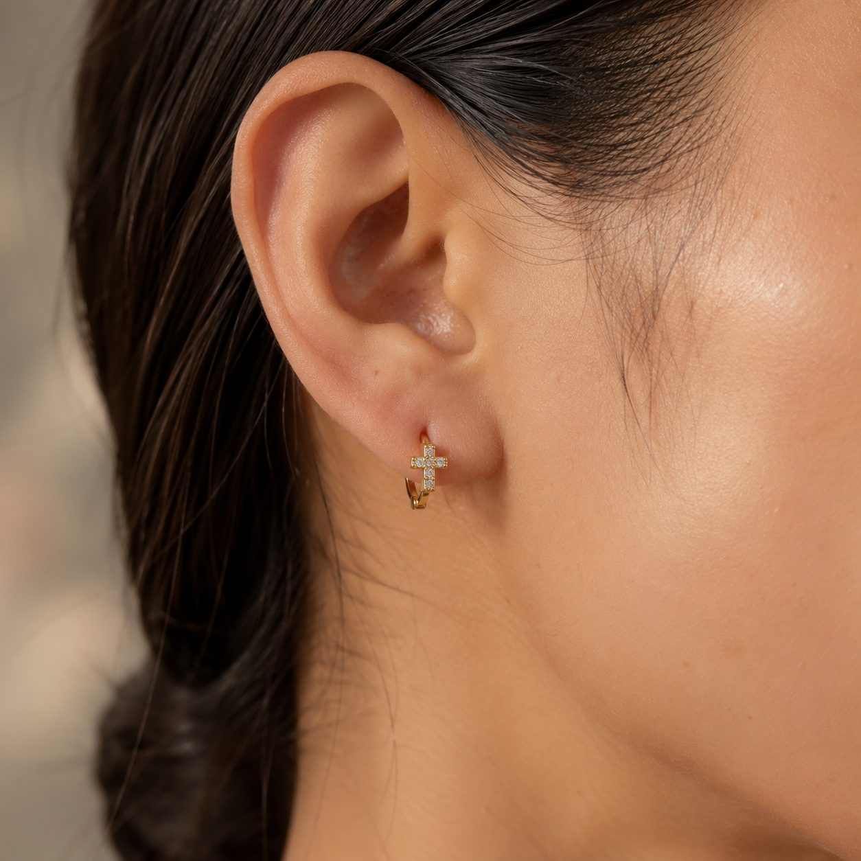 Shine of the Cross Huggie Earrings