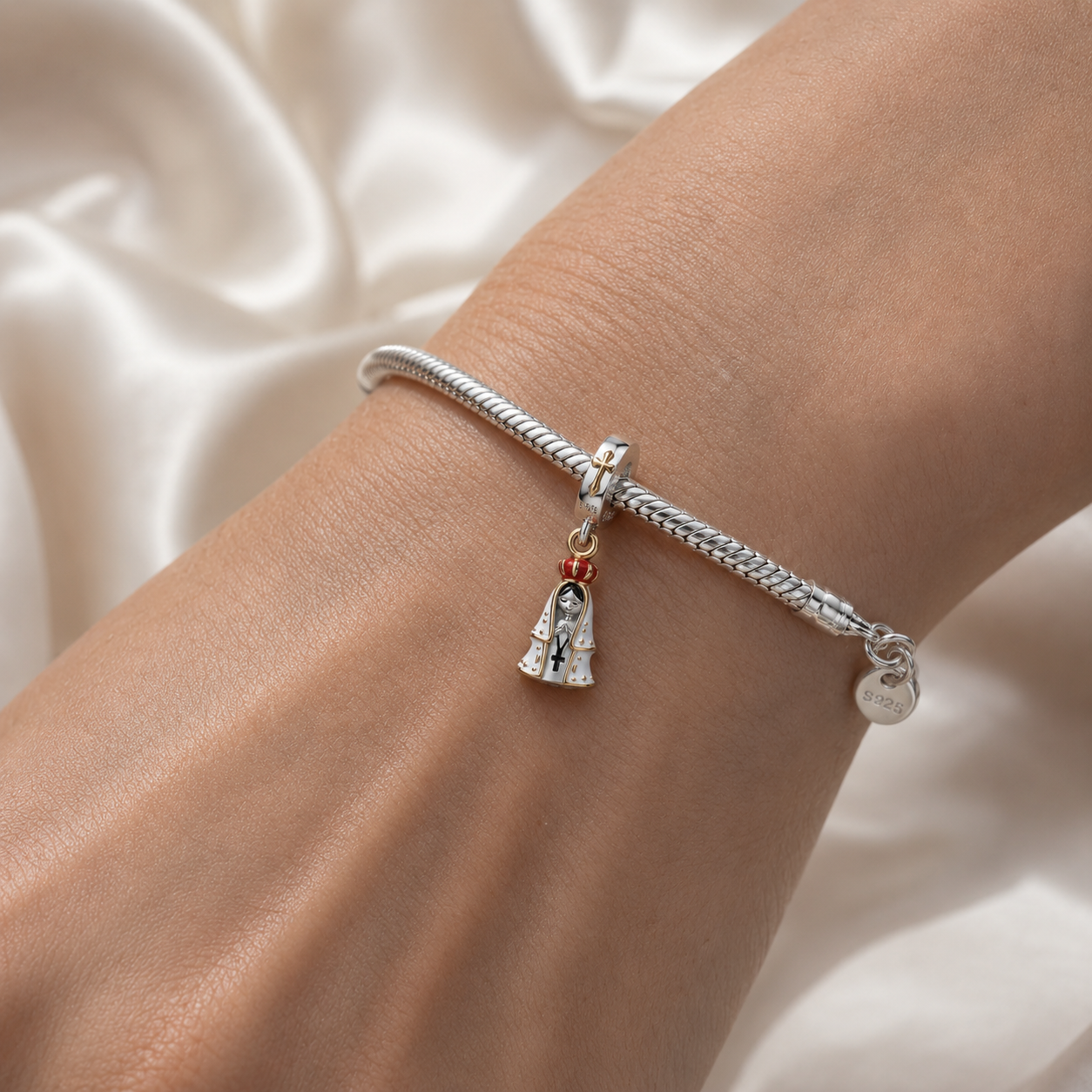 Our Lady of Fatima Messenger of Peace Charm — 925 Silver