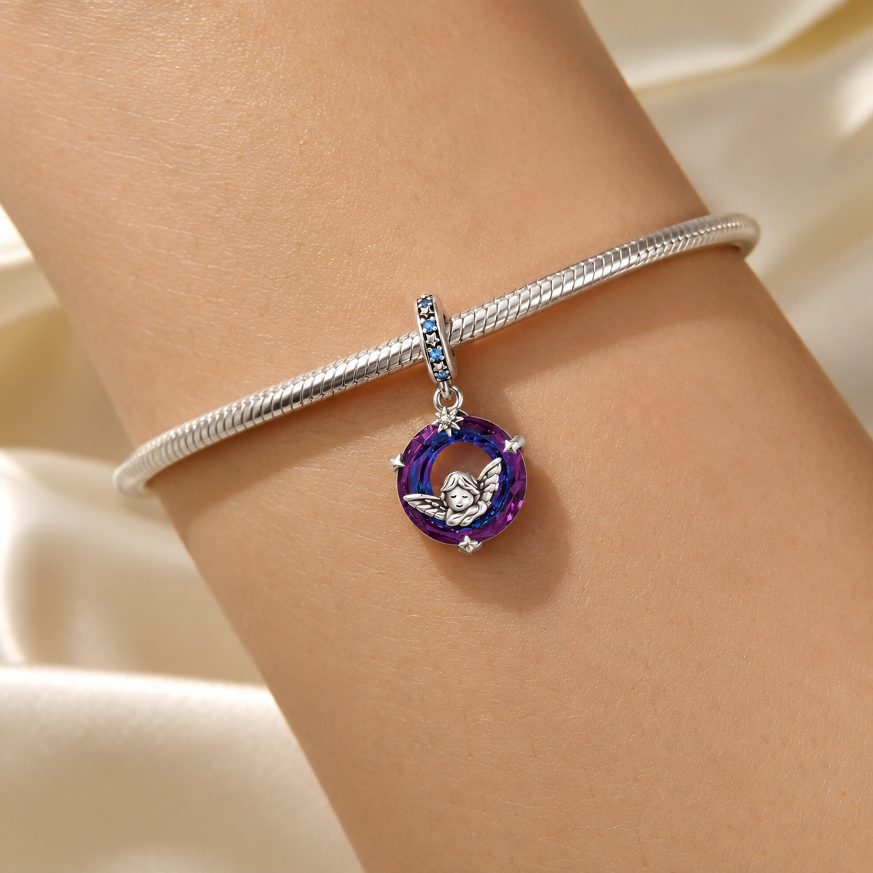 Celestial Star Cherub Charm 925 Silver
