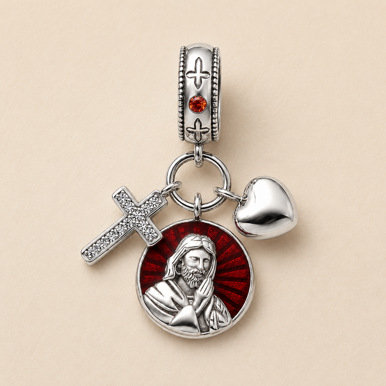 Jesus, Source of Love Charm 925 Silver