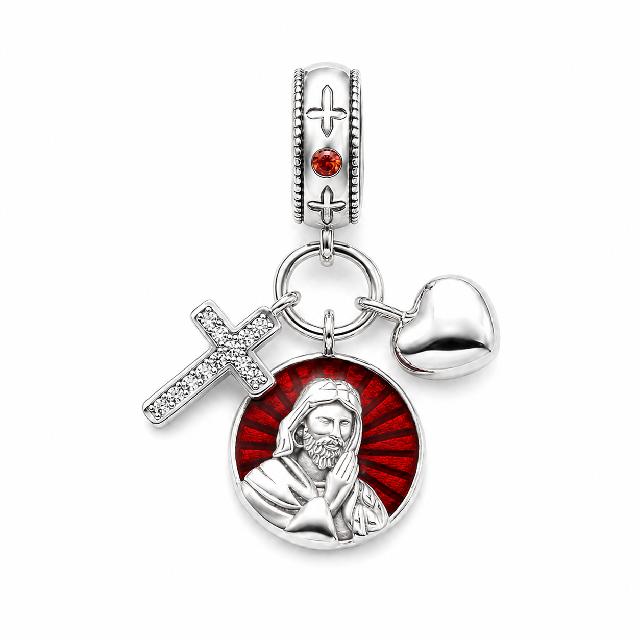 Jesus, Source of Love Charm 925 Silver