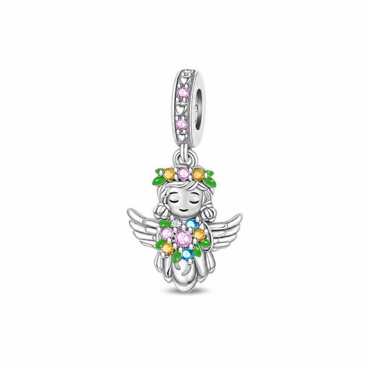 Angel of Flowers Charm 925 Silver