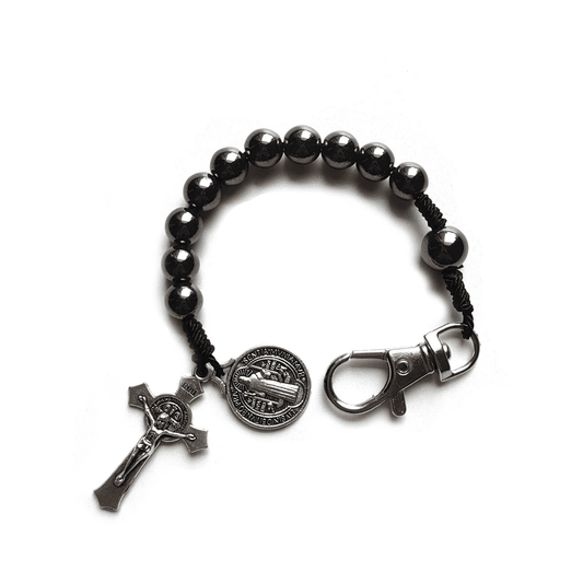 Mini Protective Saint Benedict Hematite Rosary