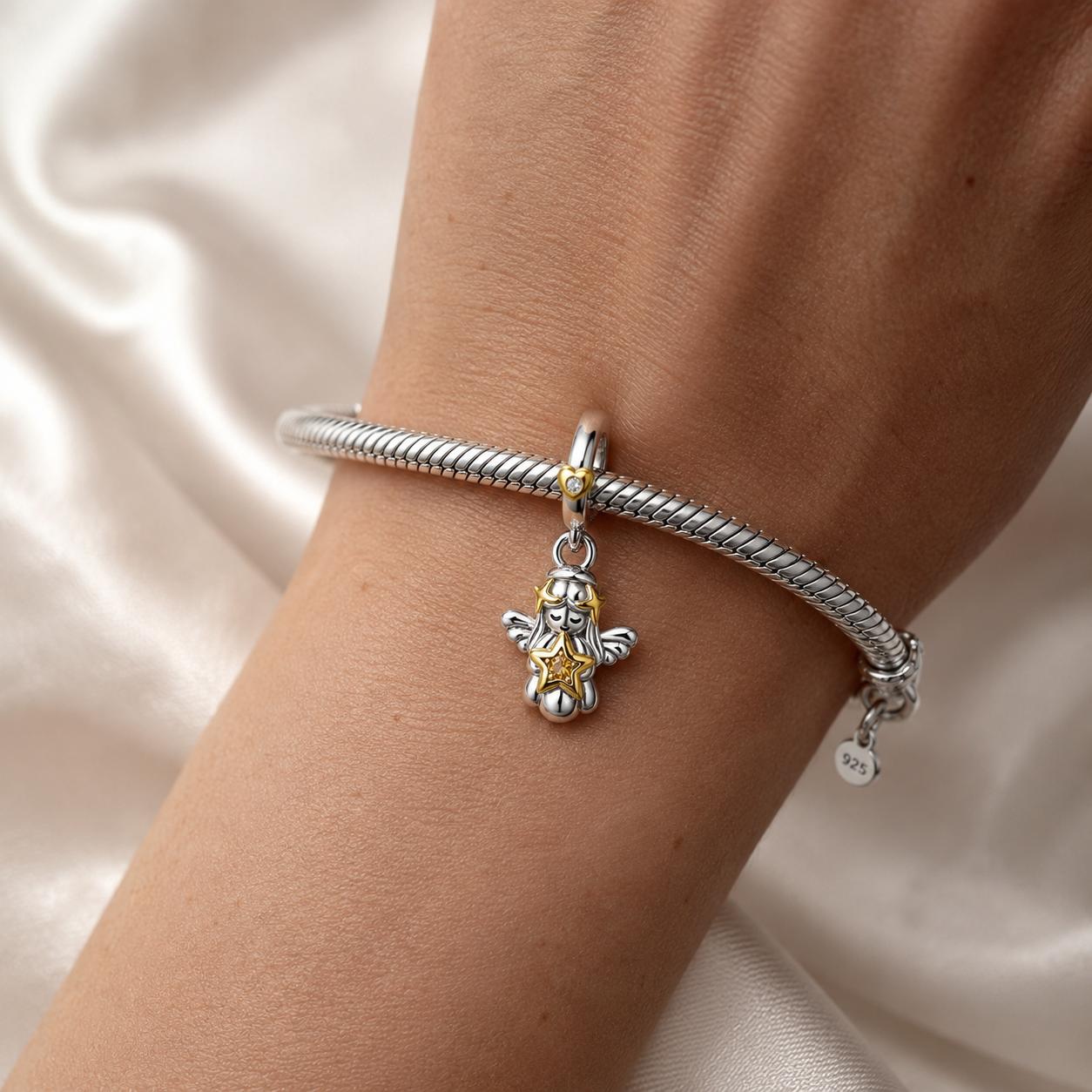 Heavenly Guardian Angel Charm — 925 Silver
