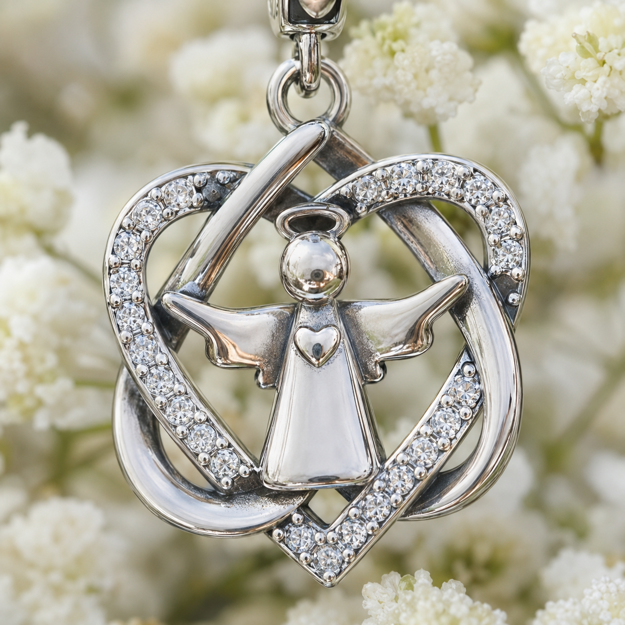 Minimalist Angel Heart Charm 925 Silver