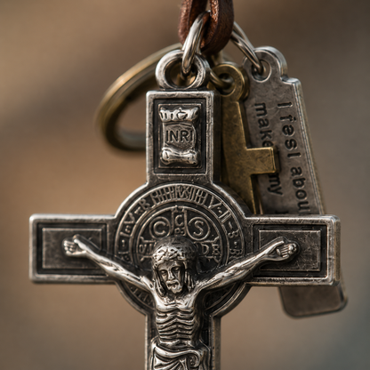 Retro Car Cross — Leather Faith Pendant