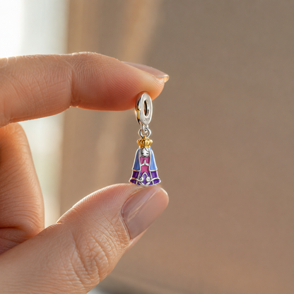 Our Lady of the Heavenly Pink Mantle Charm — 925 Silver