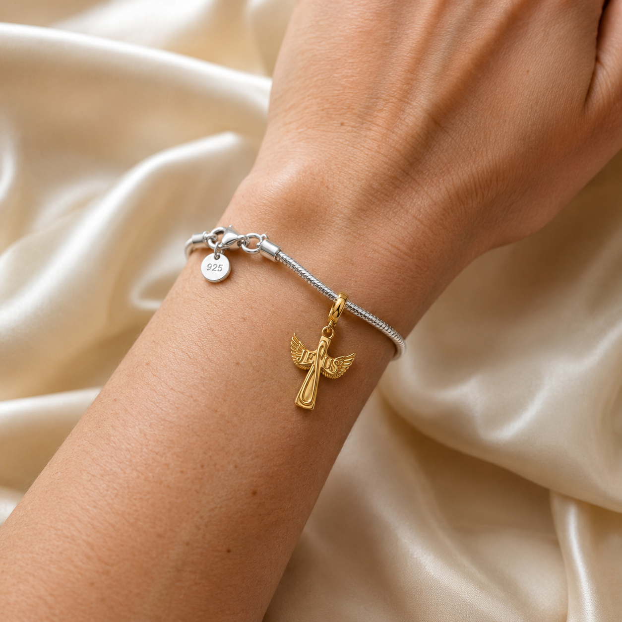 Wings of Jesus Charm 18k Gold Plated