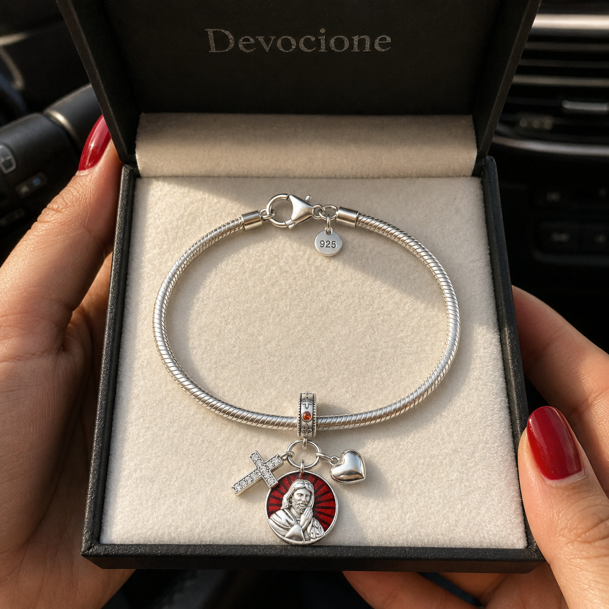 Jesus, Source of Love Charm 925 Silver