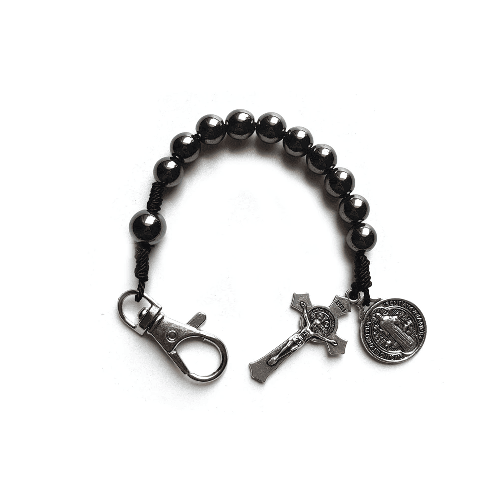 Mini Protective Saint Benedict Hematite Rosary