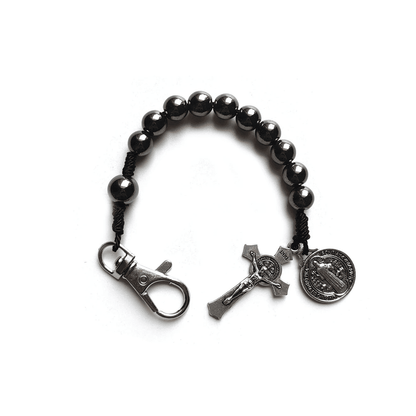 Mini Protective Saint Benedict Hematite Rosary