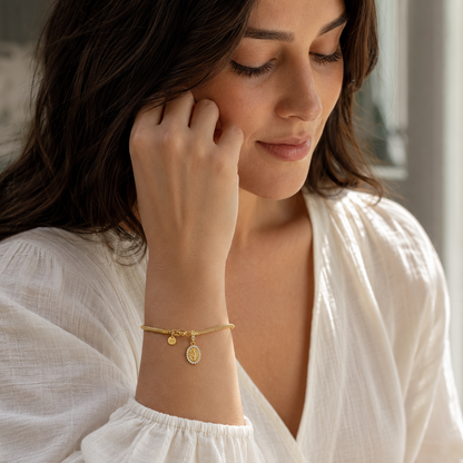 Miracle of Guadalupe Charm 18k Gold Plated