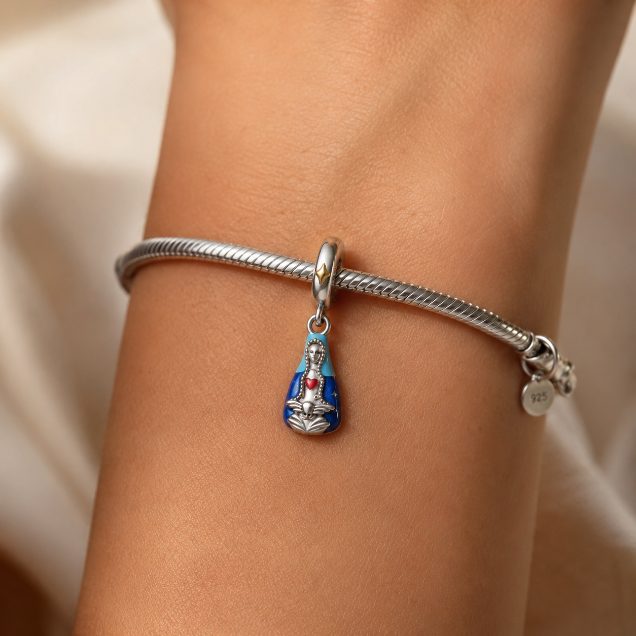 Sacred Mantle of Our Lady Charm — 925 Silver