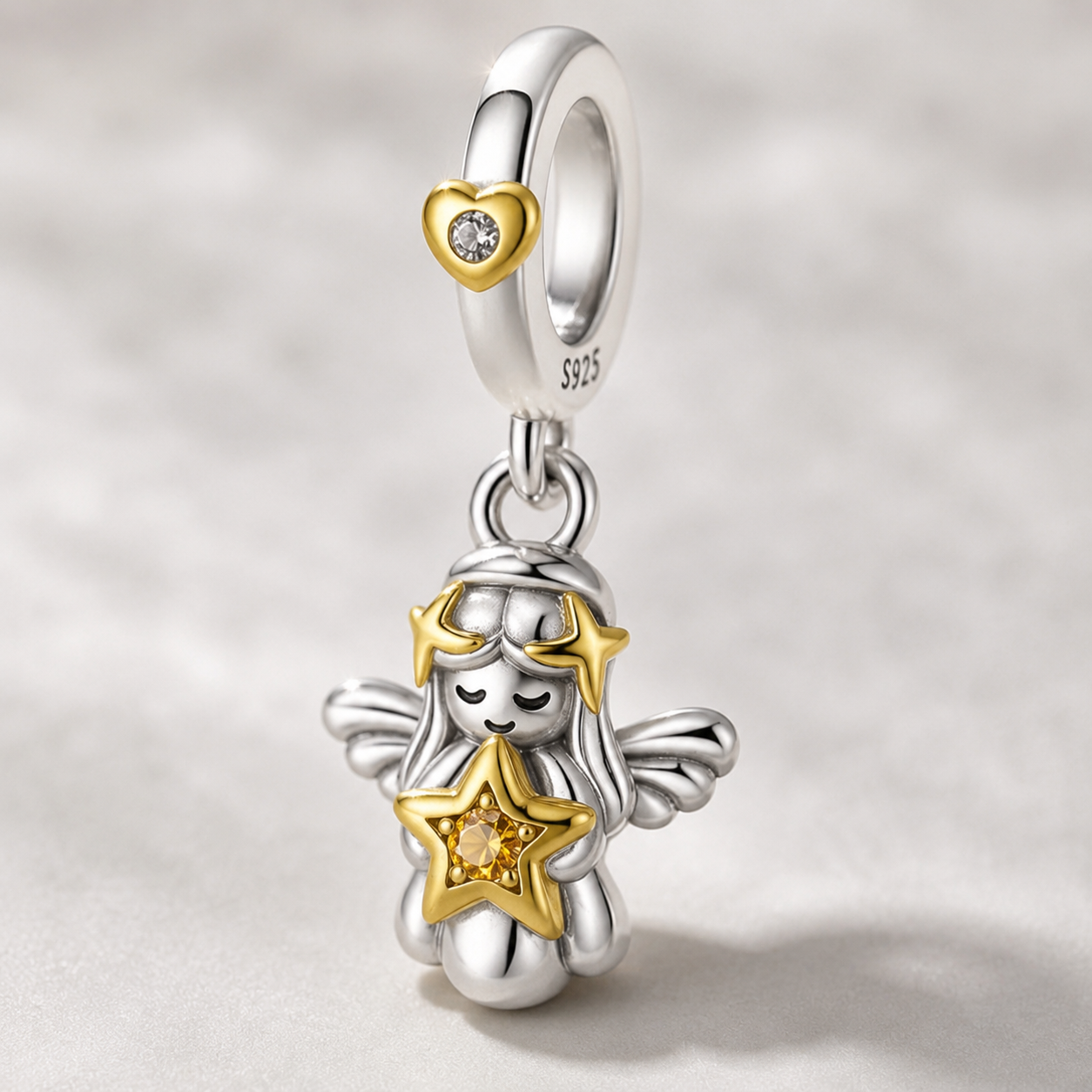 Heavenly Guardian Angel Charm — 925 Silver