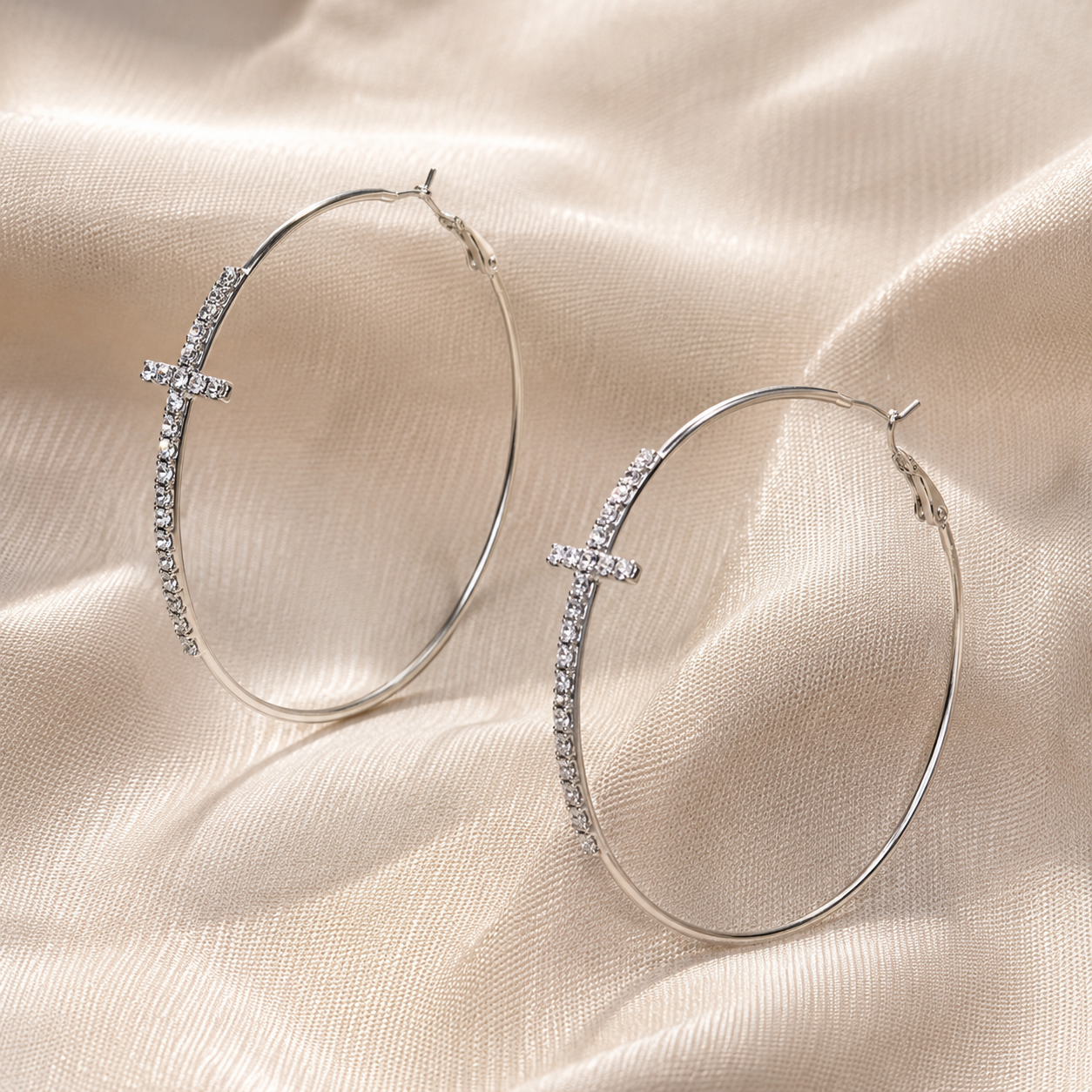 Cross of Light Hoop Earrings