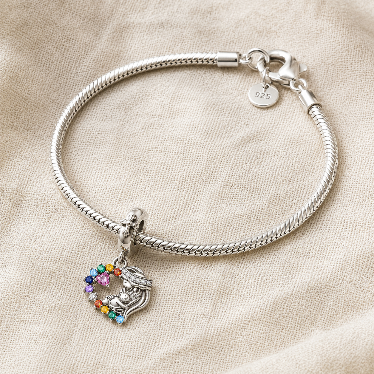 Mary, Refuge of the Heart Charm 925 Silver