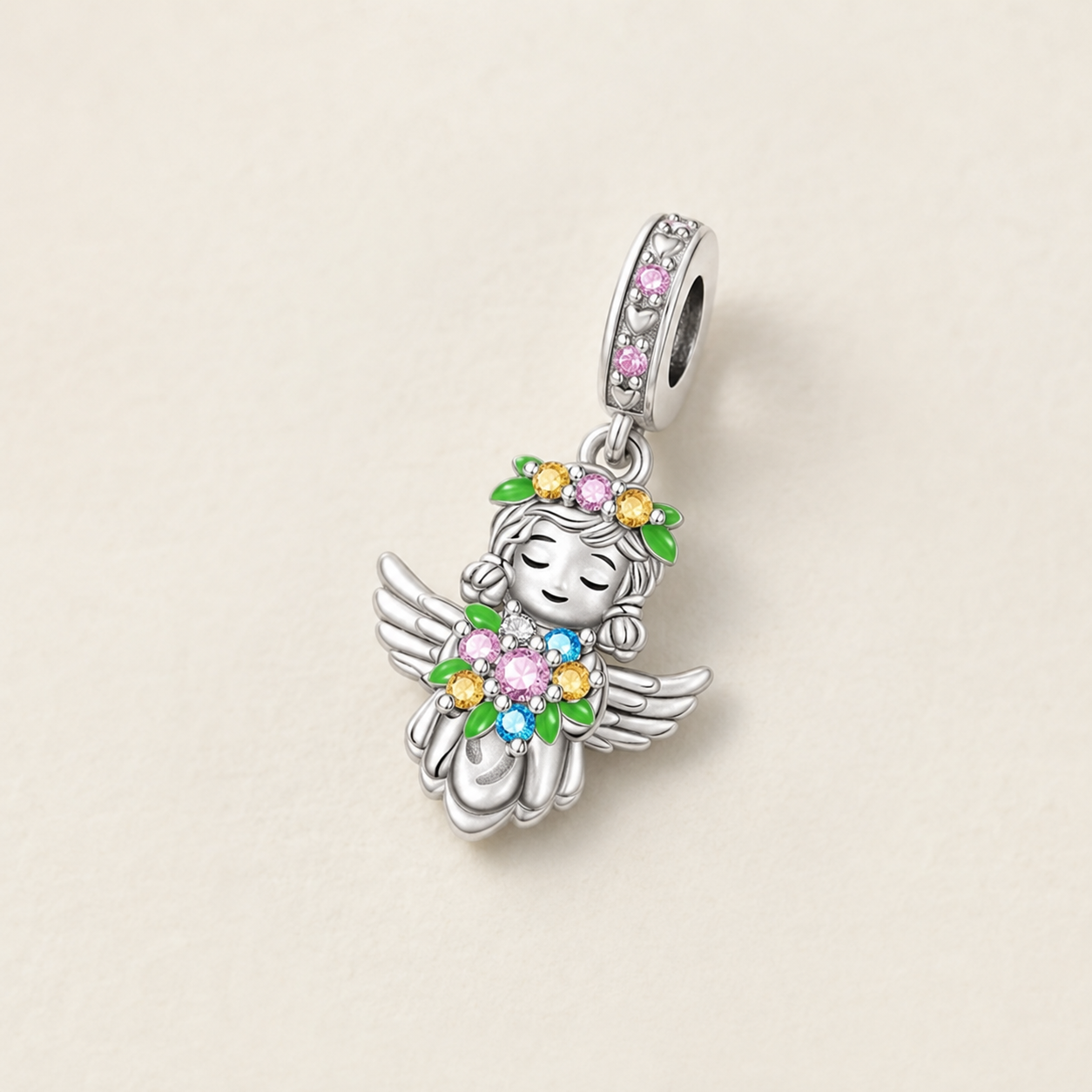 Angel of Flowers Charm 925 Silver