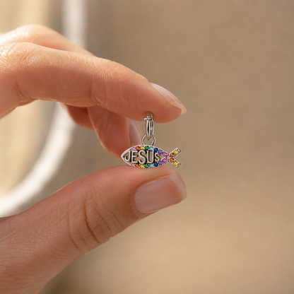 Rainbow Name of Jesus Charm — 925 Silver