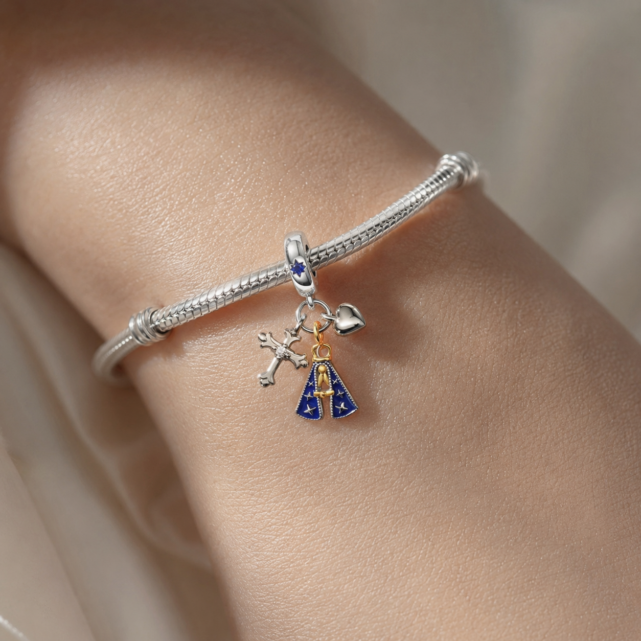 Blue Sky Mother Charm — 925 Silver