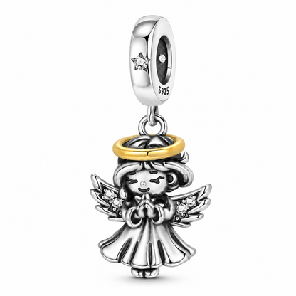 Angel with Golden Halo Charm 925 Silver