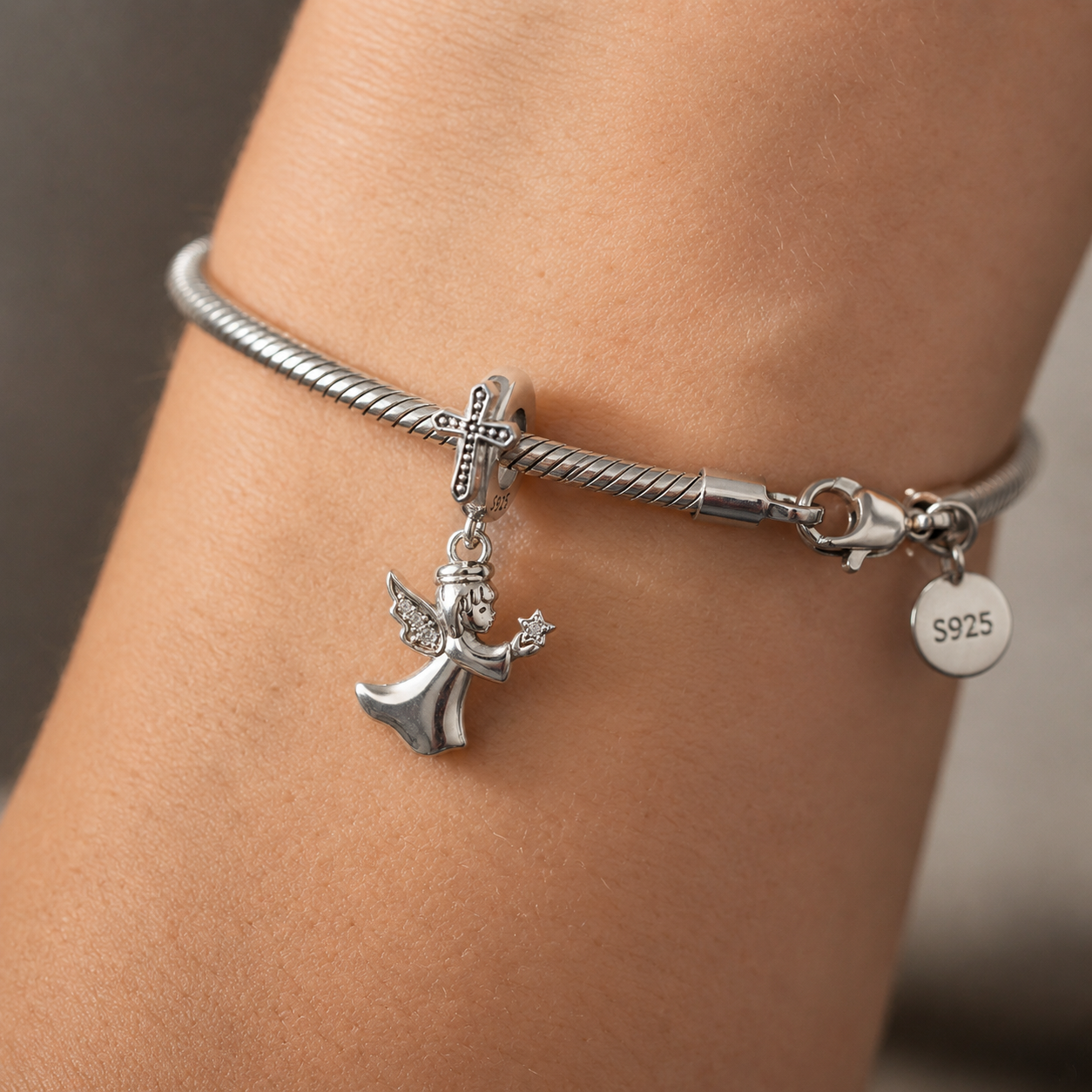Angel with Star Charm 925 Silver