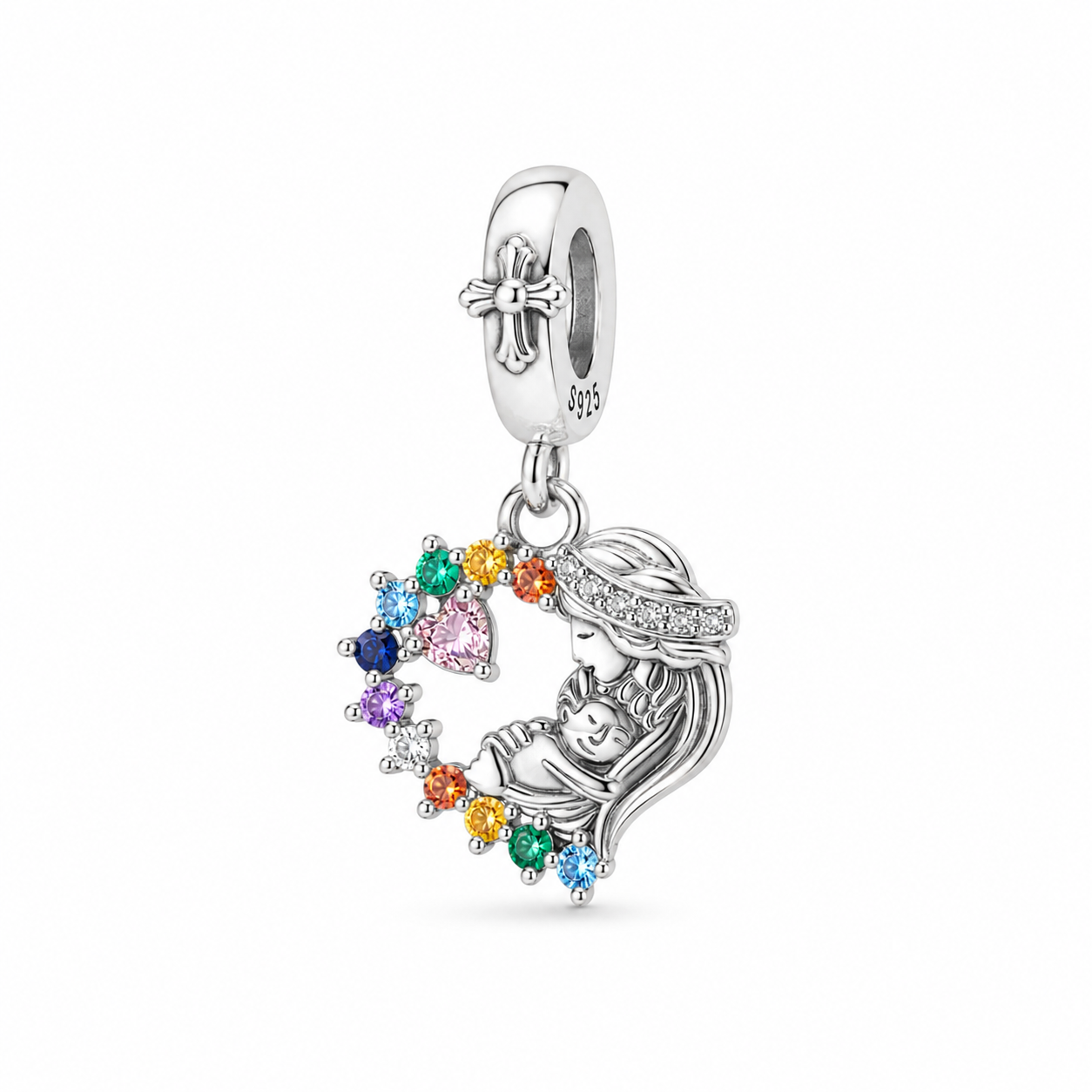 Mary, Refuge of the Heart Charm 925 Silver