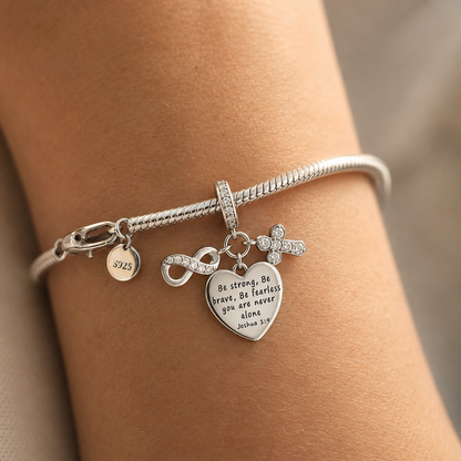 Be Strong and Brave Heart Charm 925 Silver