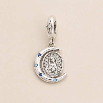Our Lady of the Crescent Moon Charm 925 Silver