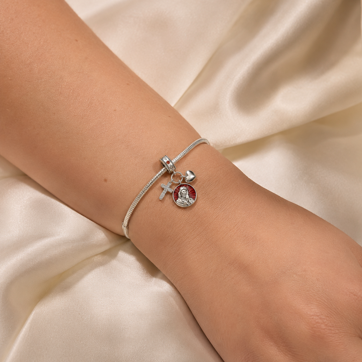 Jesus, Source of Love Charm 925 Silver