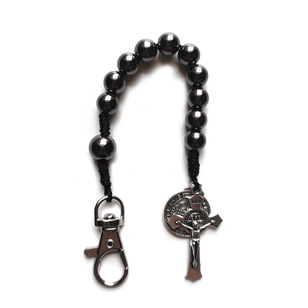 Mini Protective Saint Benedict Hematite Rosary