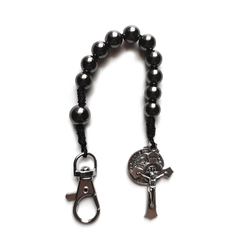 Mini Protective Rosary Saint Benedict Hematite