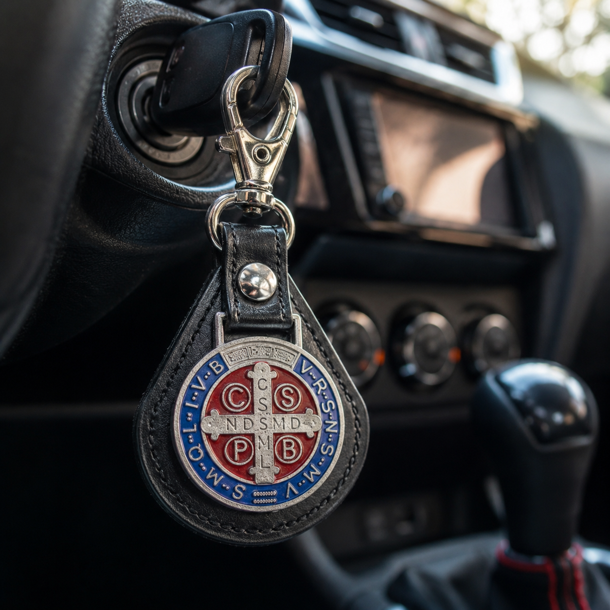 Guardian of the Road Saint Benedict Keychain