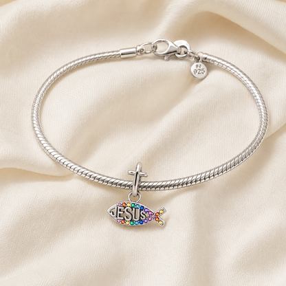 Rainbow Name of Jesus Charm — 925 Silver