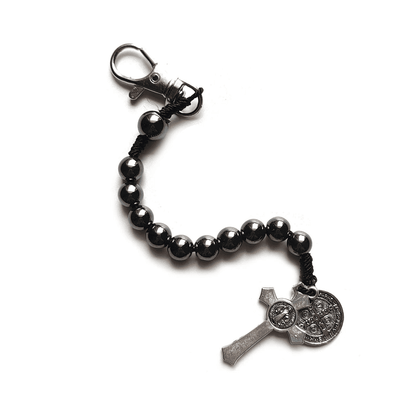 Mini Protective Saint Benedict Hematite Rosary
