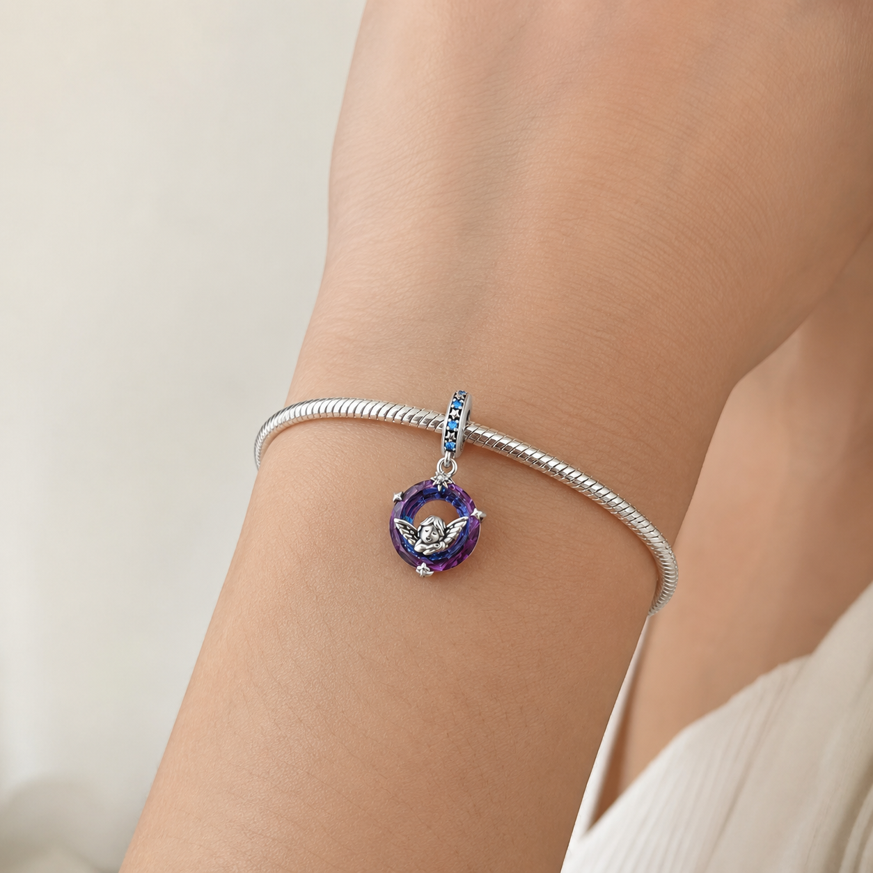 Celestial Star Cherub Charm 925 Silver