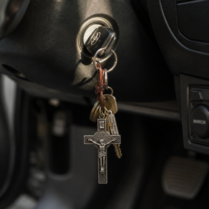 Retro Car Cross — Leather Faith Pendant