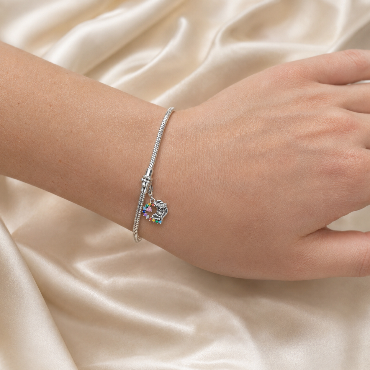 Mary, Refuge of the Heart Charm 925 Silver