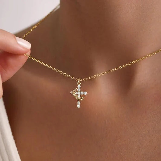 Cross & Crown Necklace – Elegance and Purpose