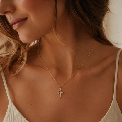 Cross & Crown Necklace – Elegance and Purpose