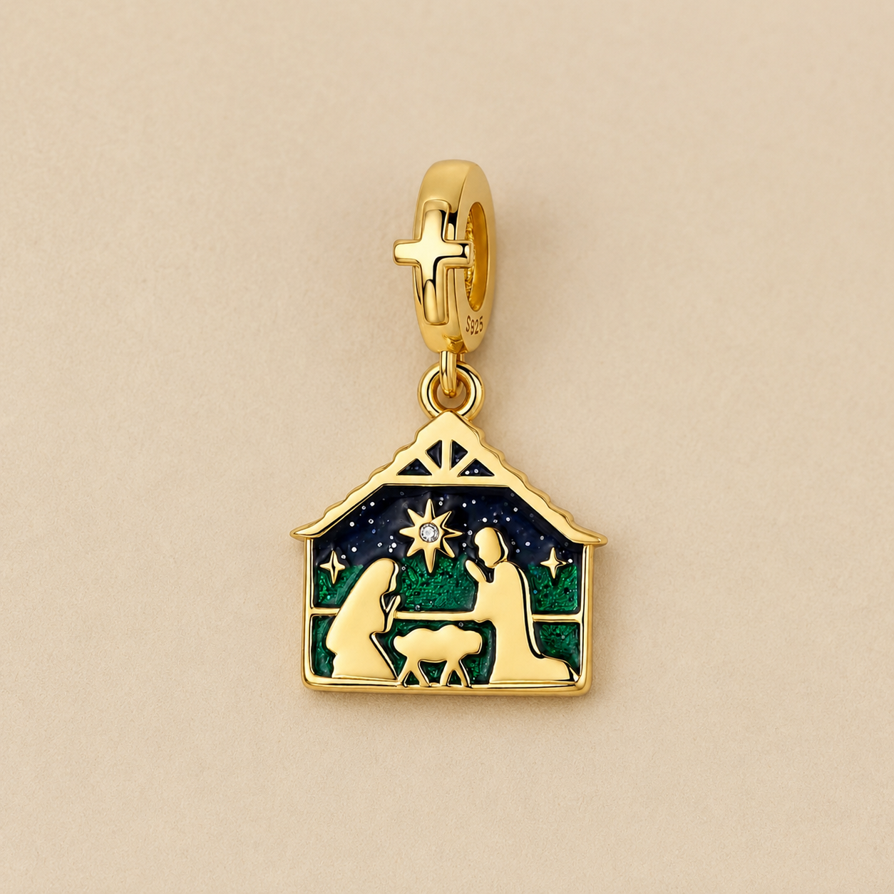 Christmas Nativity Charm 18k Gold Plated
