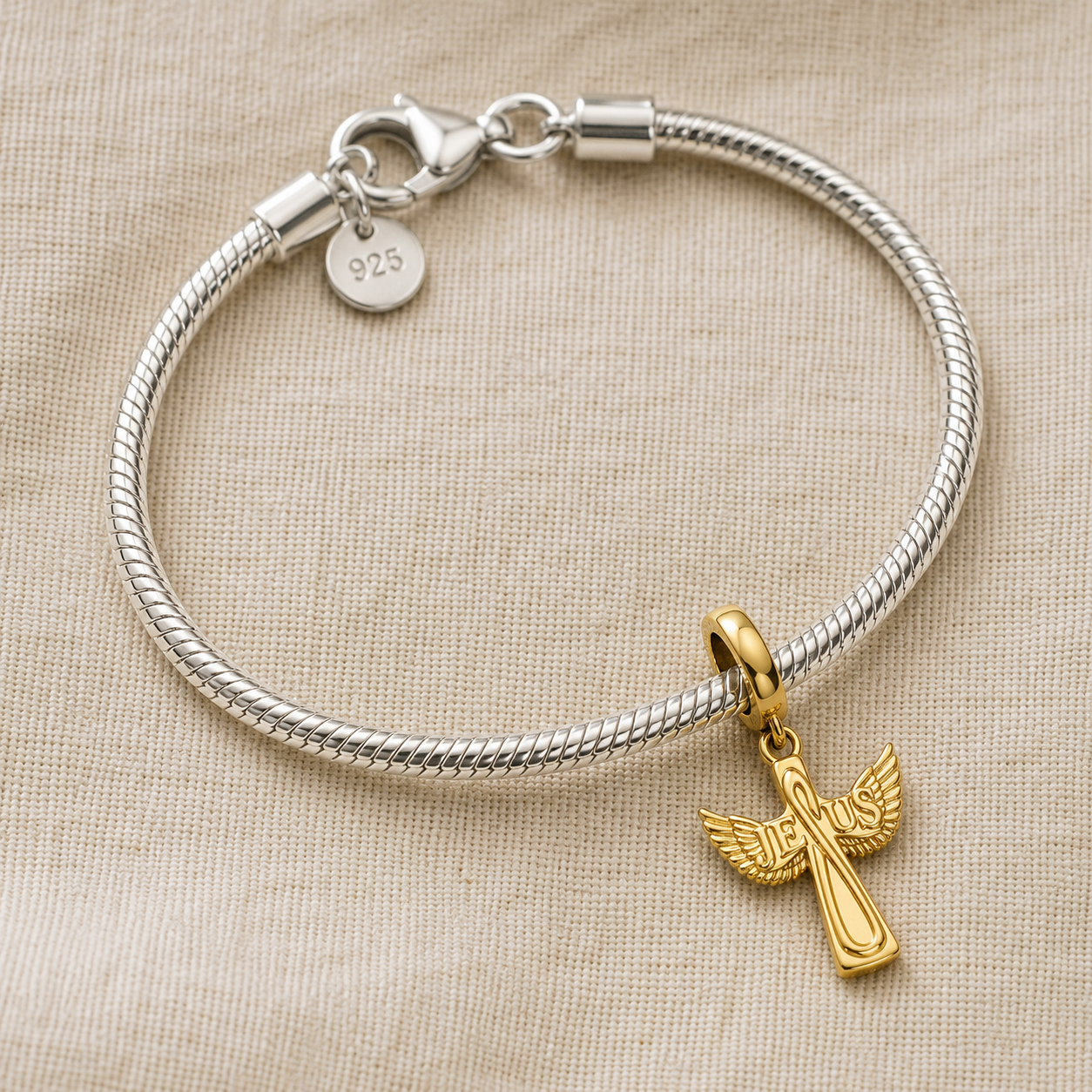 Wings of Jesus Charm 18k Gold Plated