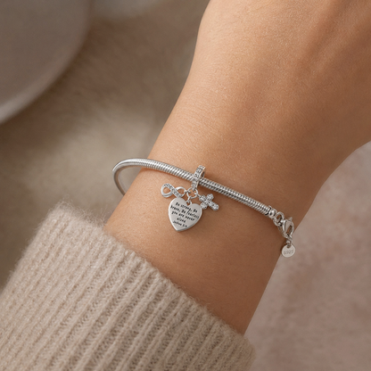 Be Strong and Brave Heart Charm 925 Silver