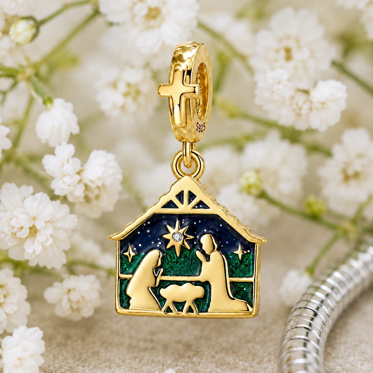 Christmas Nativity Charm 18k Gold Plated