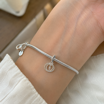 Interlocking Rings Cross Charm 925 Silver