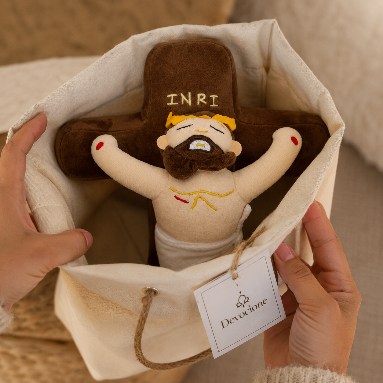 Crucified Christ Plush Cushion INRI Cross
